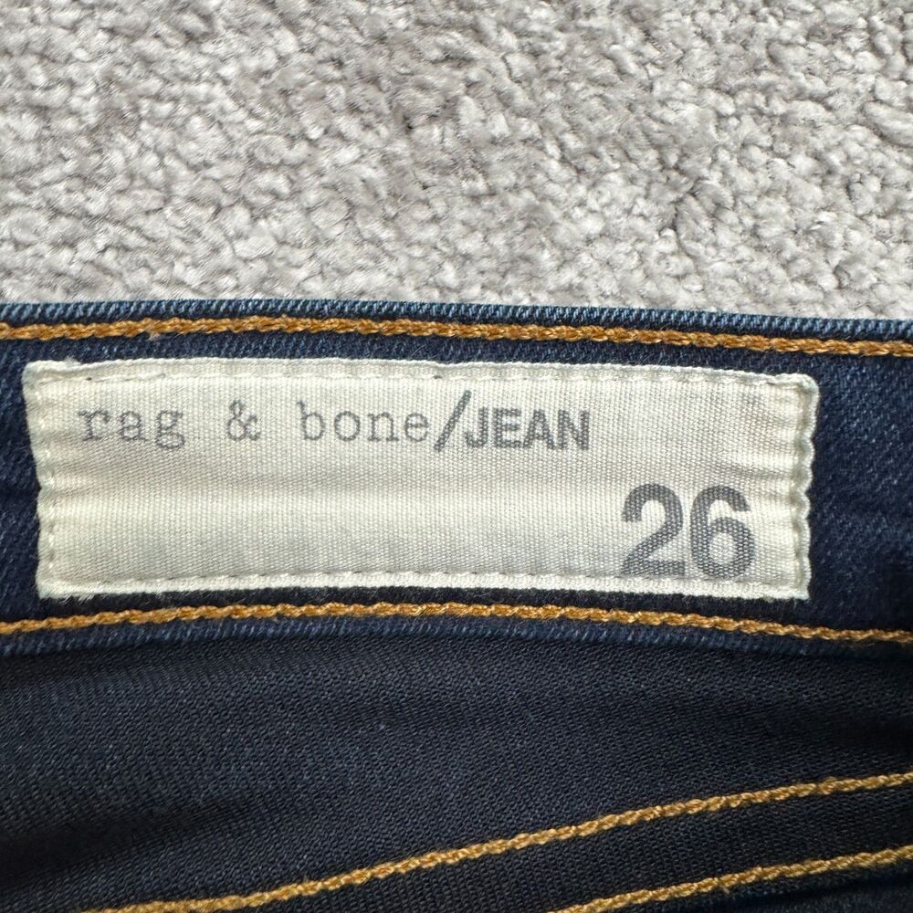 Rag & Bone Skinny Denim Jeans Womens  26 Bedford Blue Dark Wash Raw Hem 27x26 - Picture 3 of 16